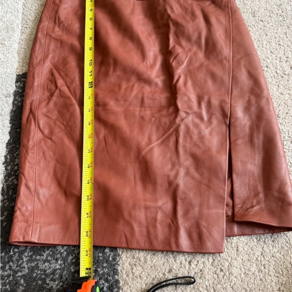 White House Black Market Brown Leather Pencil Skirt